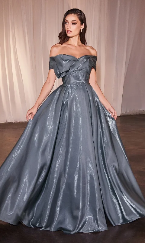 women's checkered dressesOff-Shoulder Organza Prom Gown: Ladivine CD801
