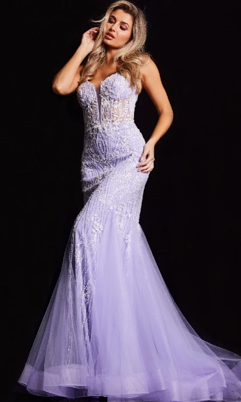 women's everyday dressesSheer-Corset Long Mermaid Prom Dress: Jovani 37414