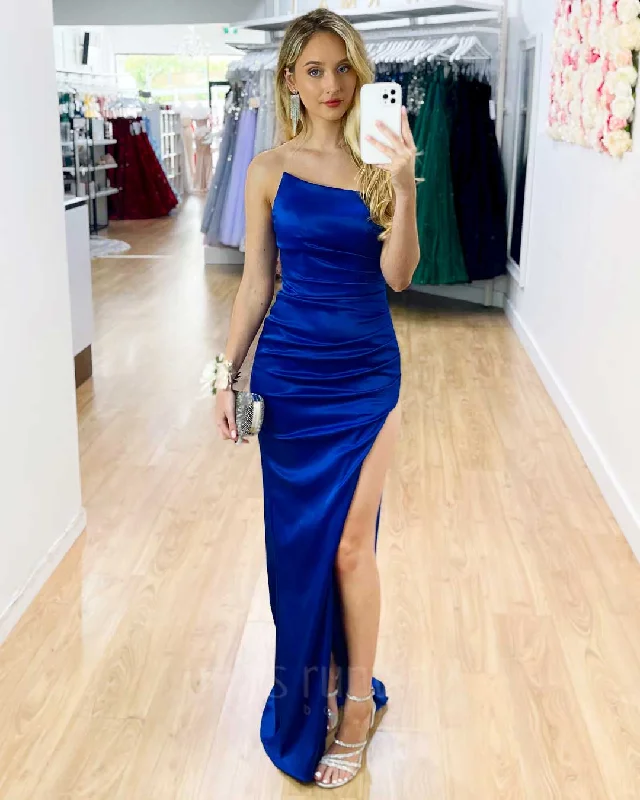women's stretchy dressesTayla Satin Gown - Cobalt Blue