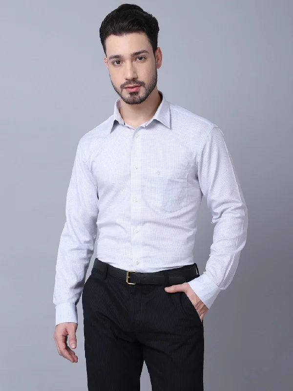 Men's Affordable Shirts for Budget-Friendly StyleMen's Light Grey Formal Self textured Full Sleeve Shirt