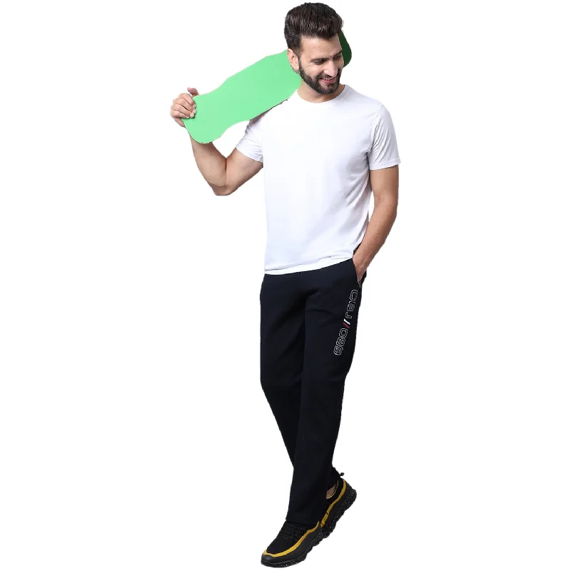 Men's Pants with Cargo PocketsMen's Solid Navy Blue Full Length Casual Track pant