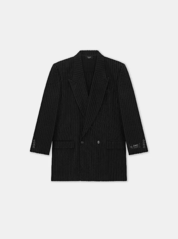 Men's Coats for SpringSTRIPED DOUBLE-BREASTED BLAZER - Black