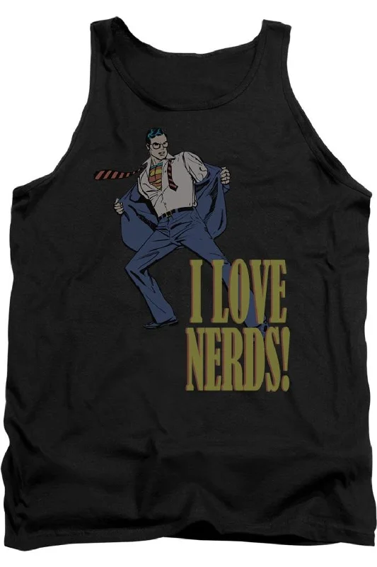 Men's Shirts with Ruffled HemlinesDC Comics I Love Nerds Adult Tank Top